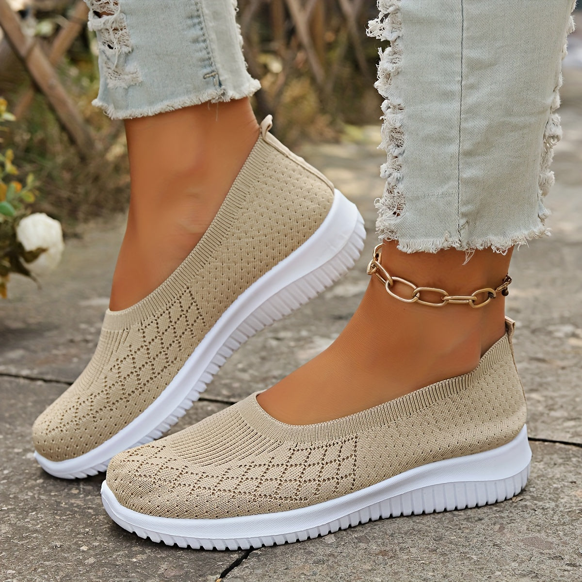 Slip on Shoes for Women | Knit Upper Closed Toe 1