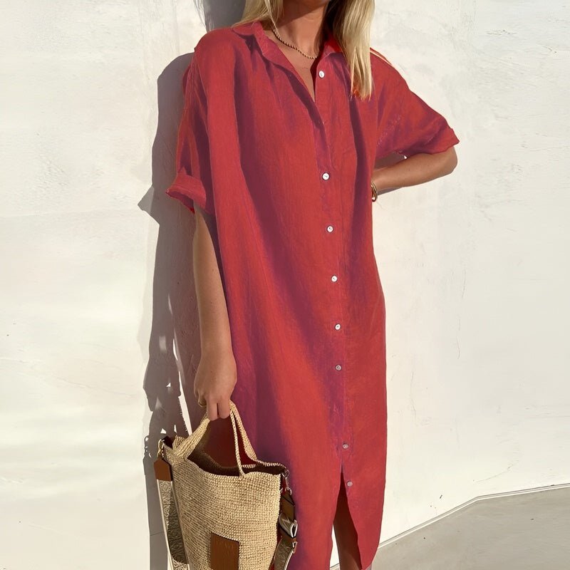Solénaire - Breathable Cotton Summer Shirt Dress 1
