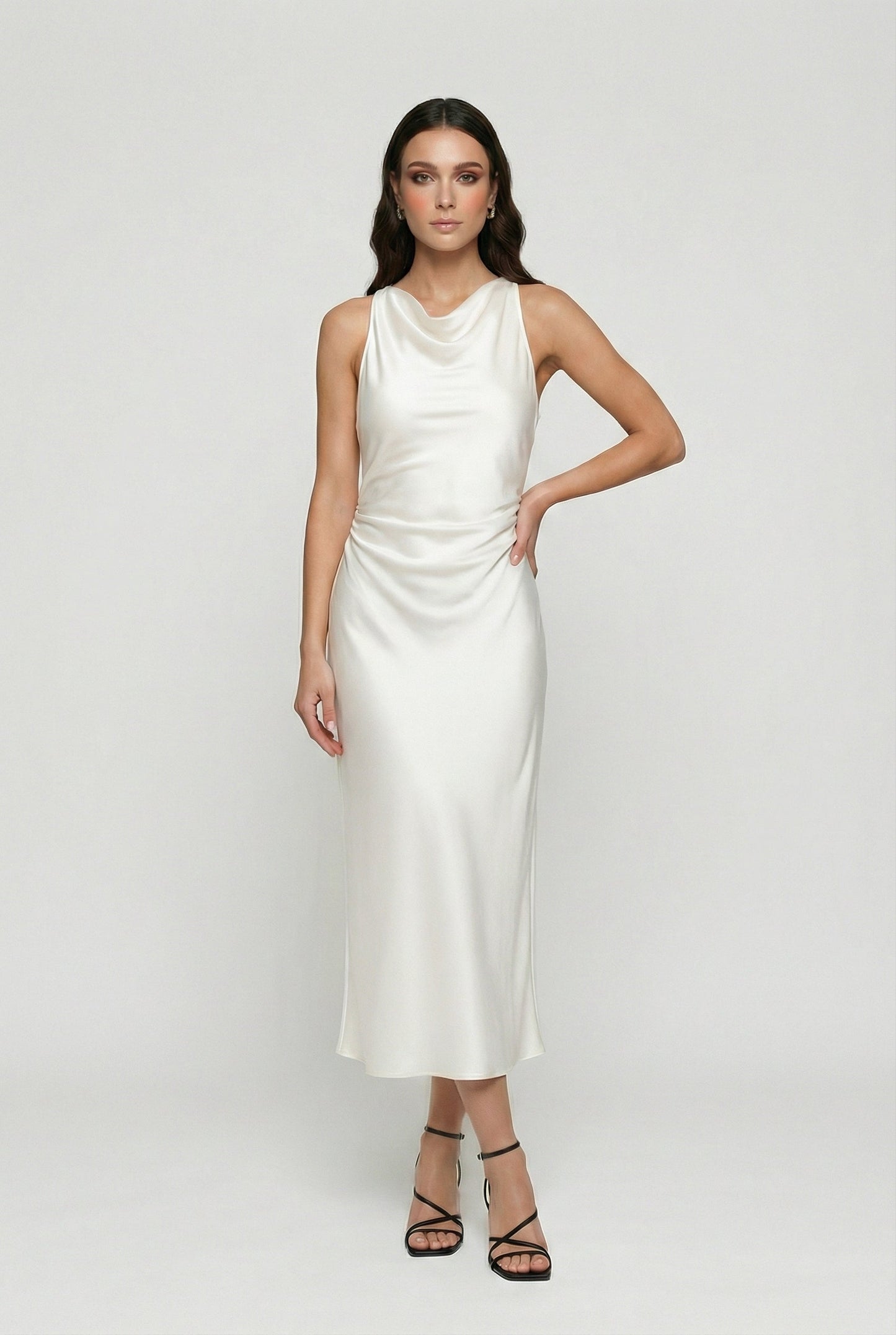 Sophia | Elegant Beige Summer Dress with Adjustable Fit - Lumina 2