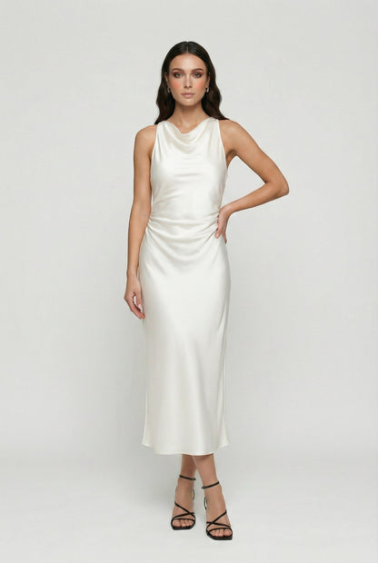 Sophia | Elegant Beige Summer Dress with Adjustable Fit - Lumina 2