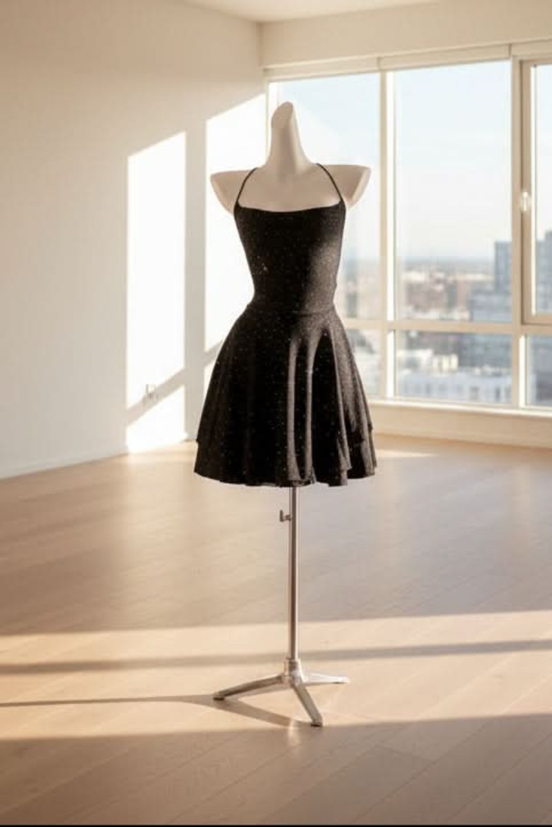 Sophie | Women's Black Glitter Halter-Neck Skater Cocktail Dress 2
