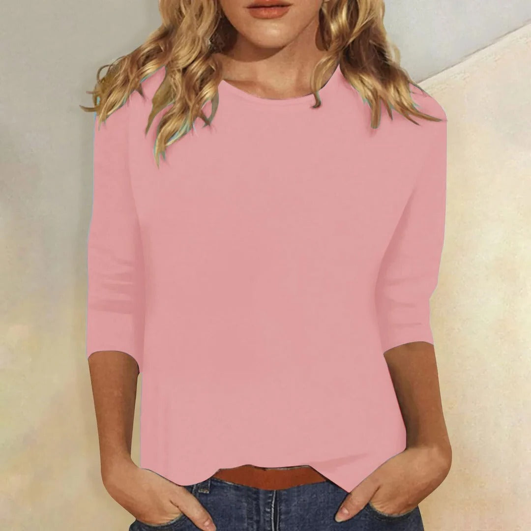 Stella | Women's Crew Neck 3/4 Sleeve Casual Everyday Top 0