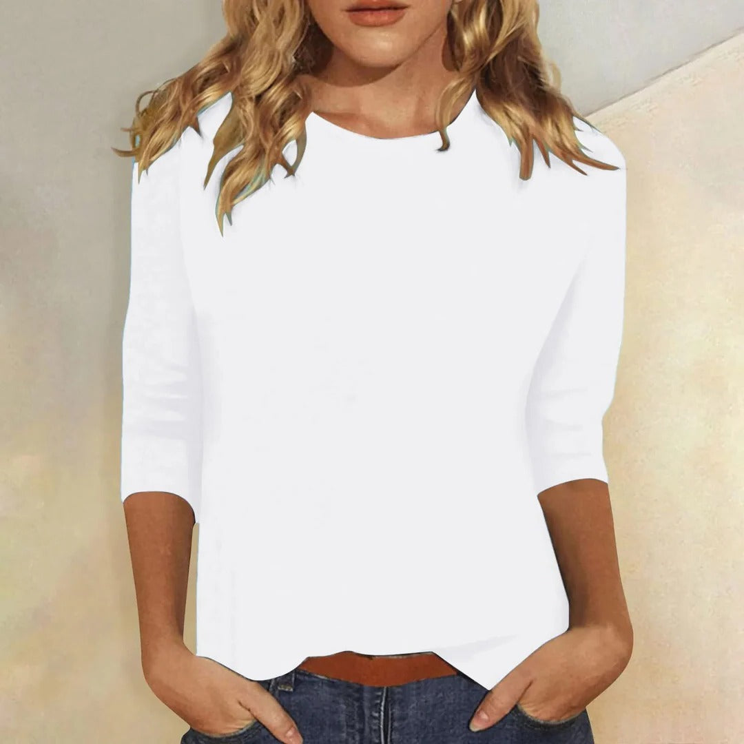 Stella | Women's Crew Neck 3/4 Sleeve Casual Everyday Top 1