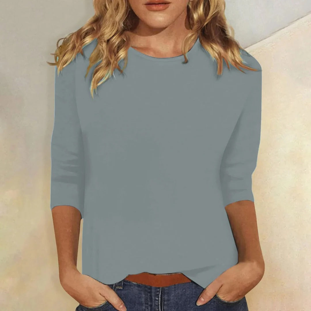 Stella | Women's Crew Neck 3/4 Sleeve Casual Everyday Top 3