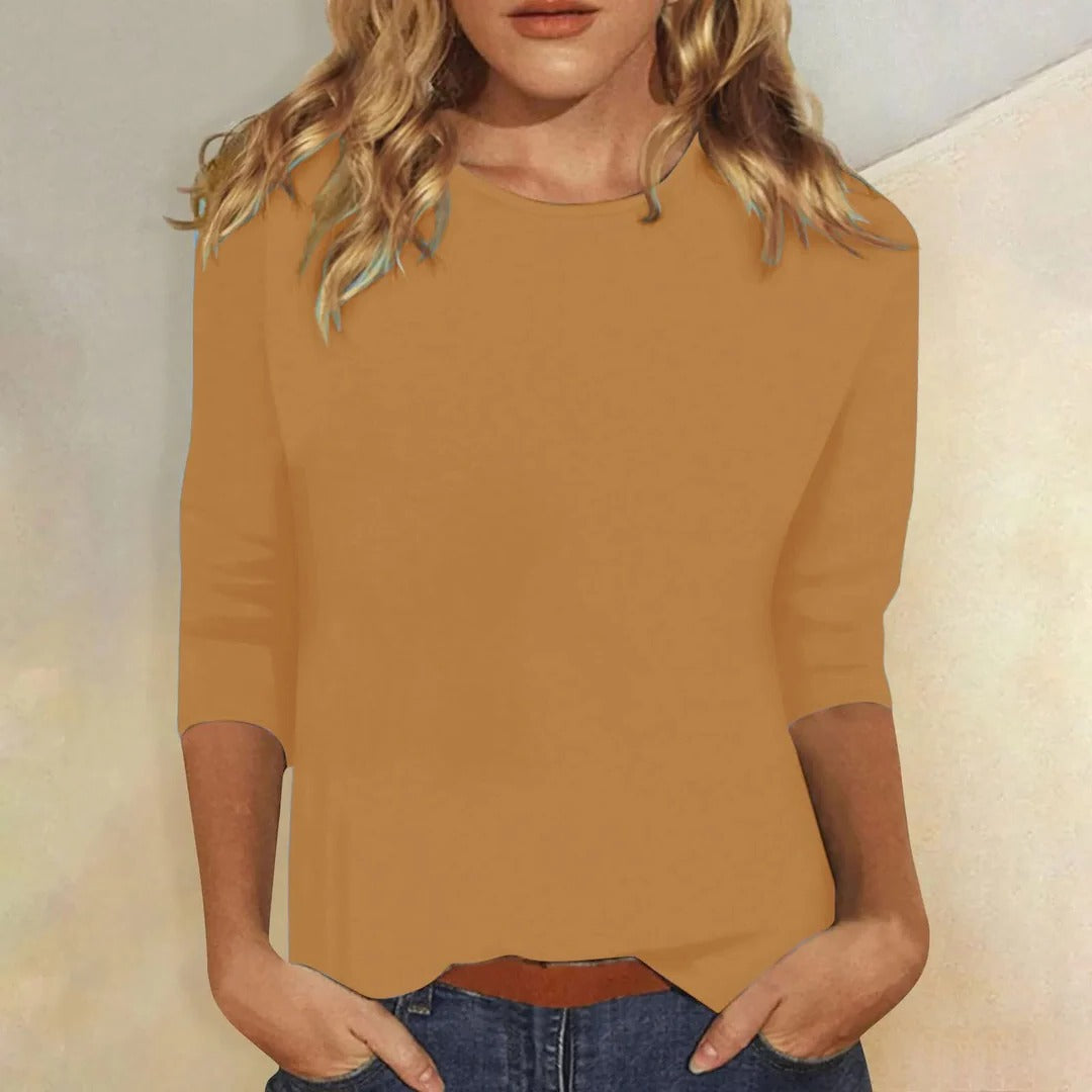 Stella | Women's Crew Neck 3/4 Sleeve Casual Everyday Top 8