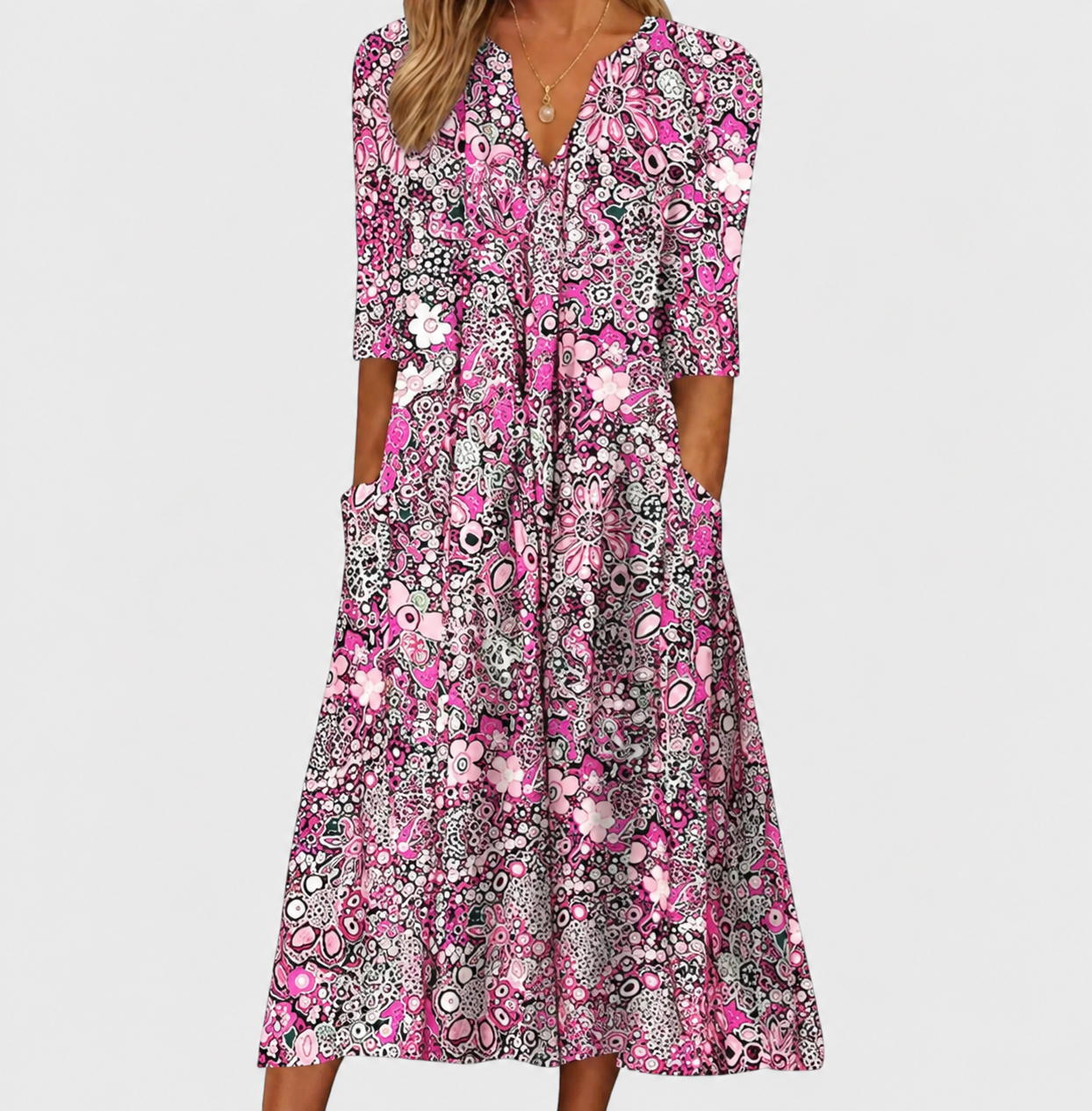 Summer Midi Dress | Purple Floral A-Line