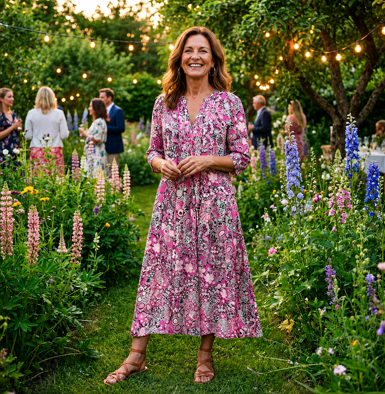 Summer Midi Dress | Purple Floral A-Line