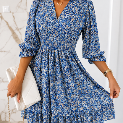 Summer Mini Dress | Elegant Floral V-Neck