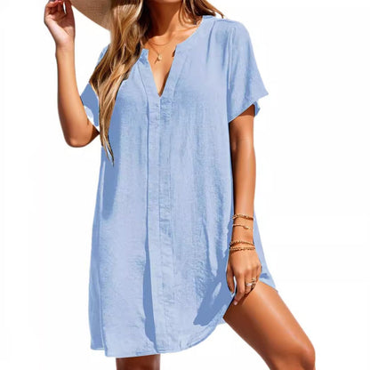 Summer Mini Dress | Relaxed V-Neck Beach Tunic