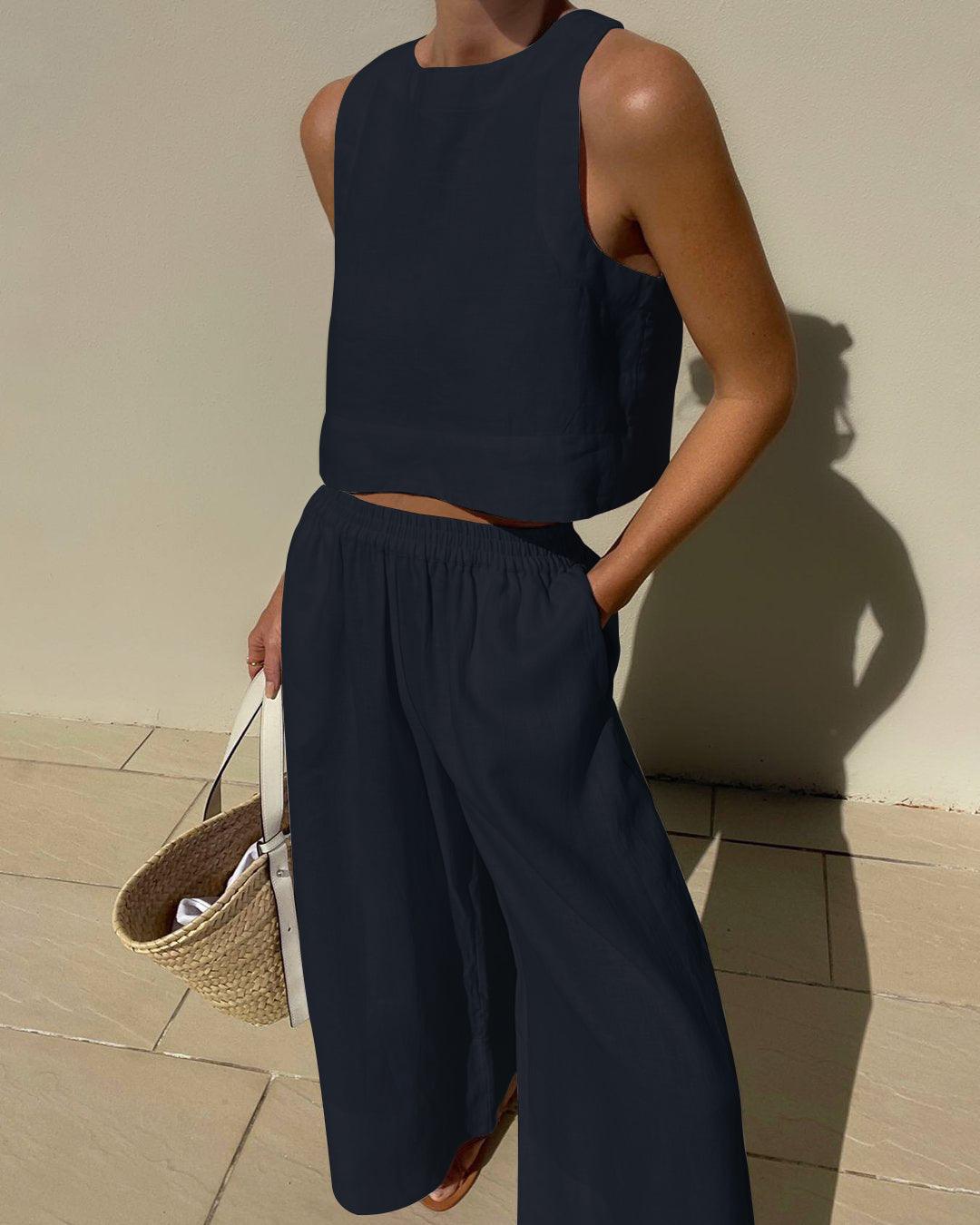 TWO-PIECE PLAIN SLEEVELESS SET 4