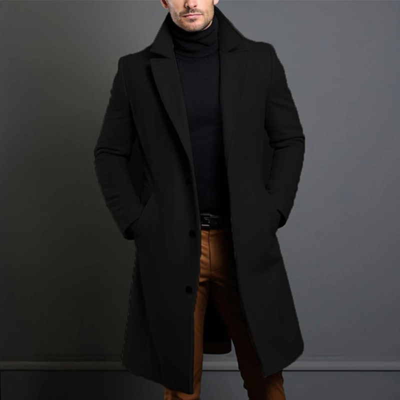Tailored Fit Knee-Length Overcoat for Men – Timeless Elegant Comfort 0