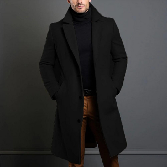 Tailored Fit Knee-Length Overcoat for Men – Timeless Elegant Comfort 0