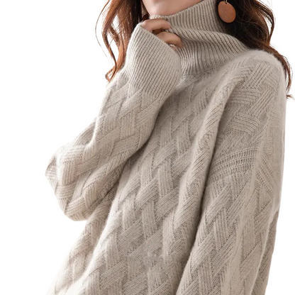 Harper Cashmere Turtleneck Sweater — side view