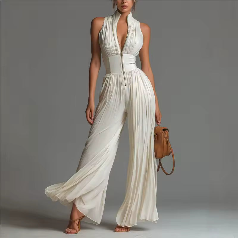 V-NECK JUMPSUIT WITH DEFINED WAIST 0