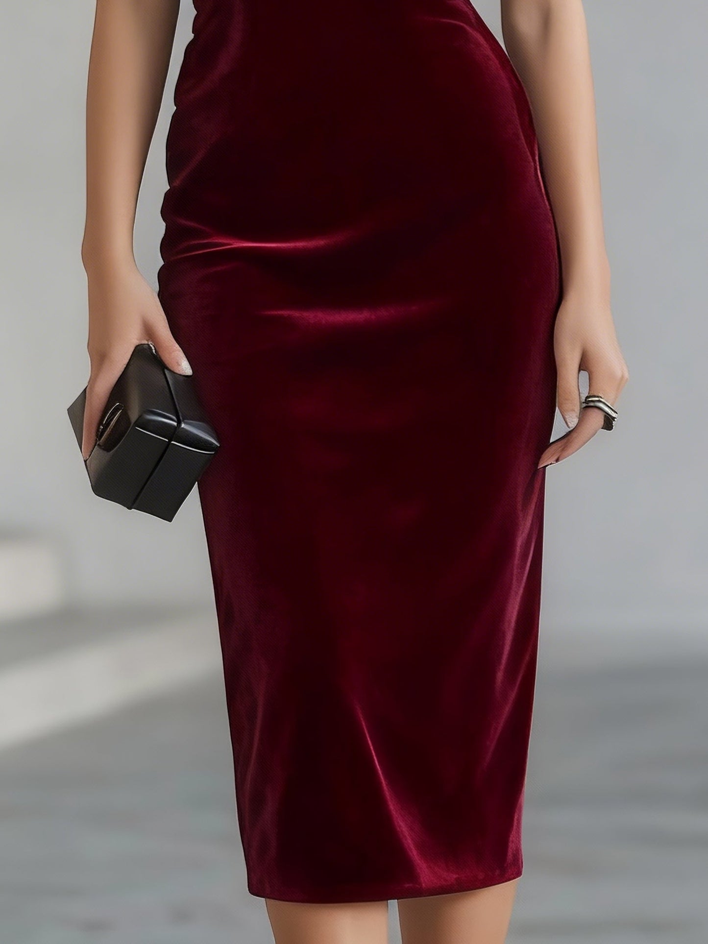 VELVET MIDI DRESS WITH BOW 6