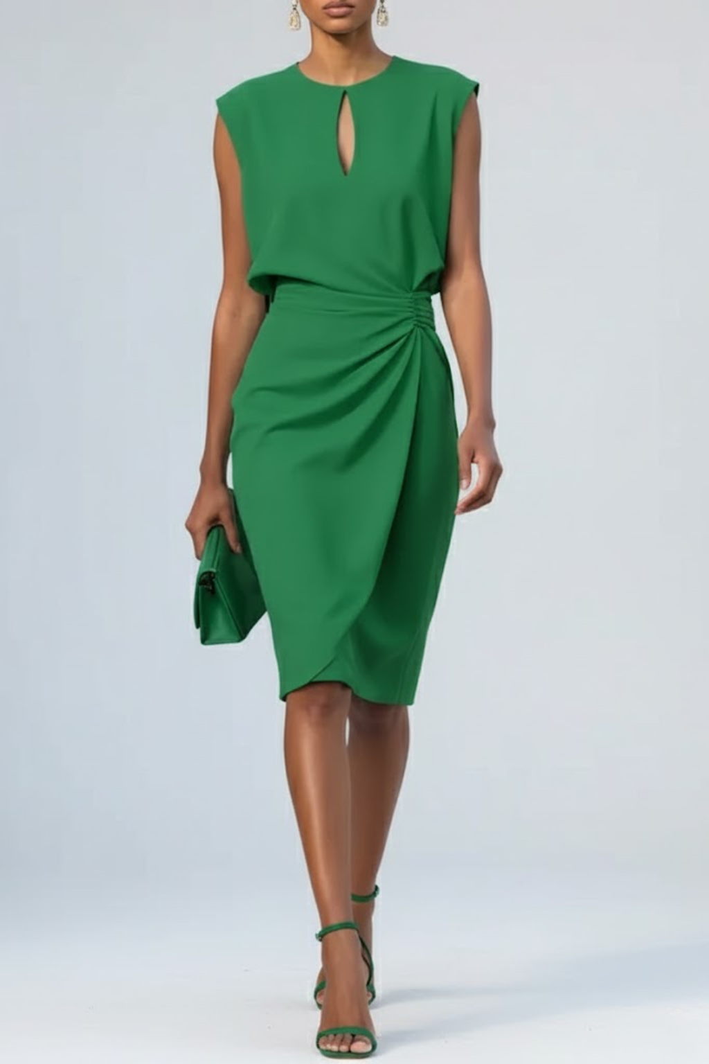Victoria | Women’s Keyhole Neck Ruched Midi Dress 4