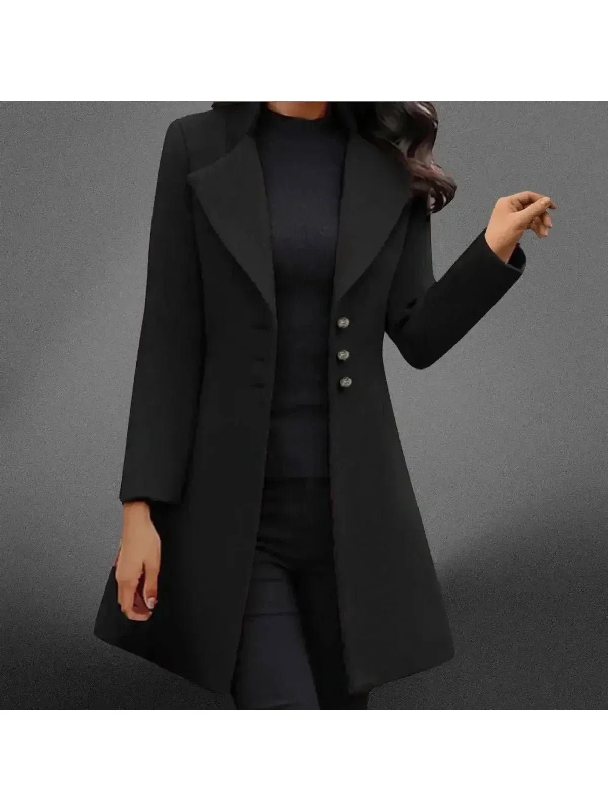 Women's Coat | Broad Peak Lapels, Three Metal Buttons