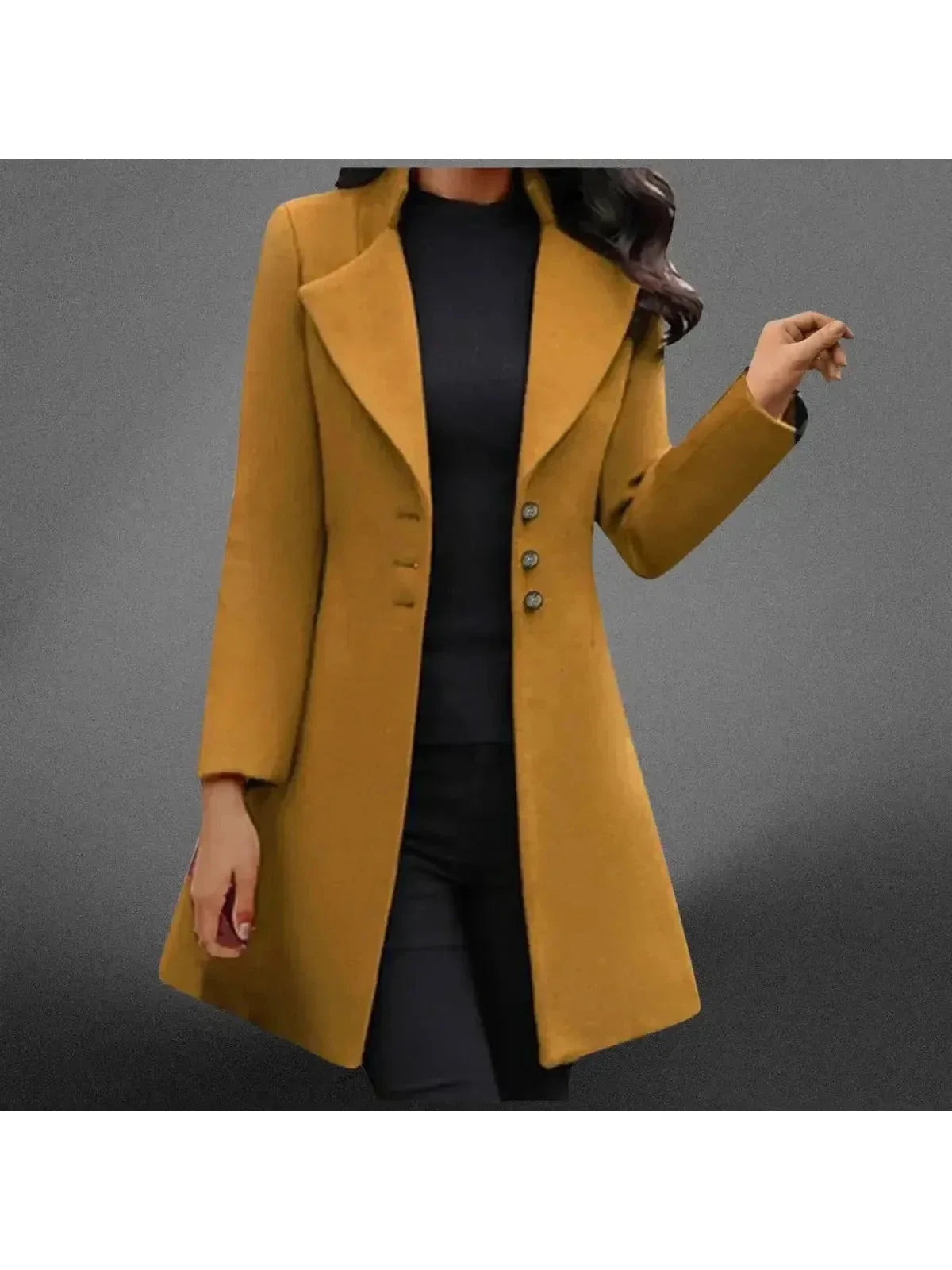 Women's Coat | Broad Peak Lapels, Three Metal Buttons