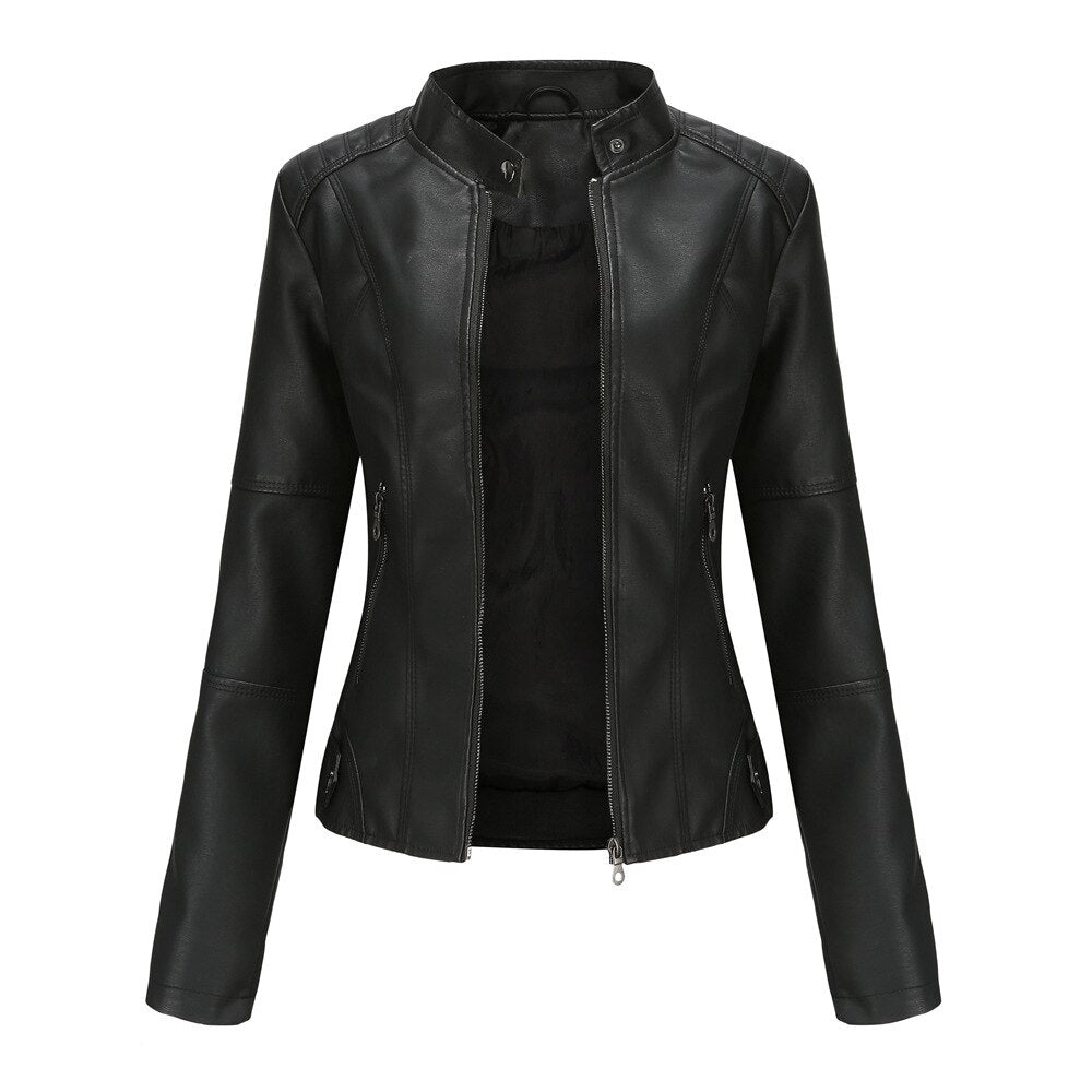 Black PU Leather Biker Jacket