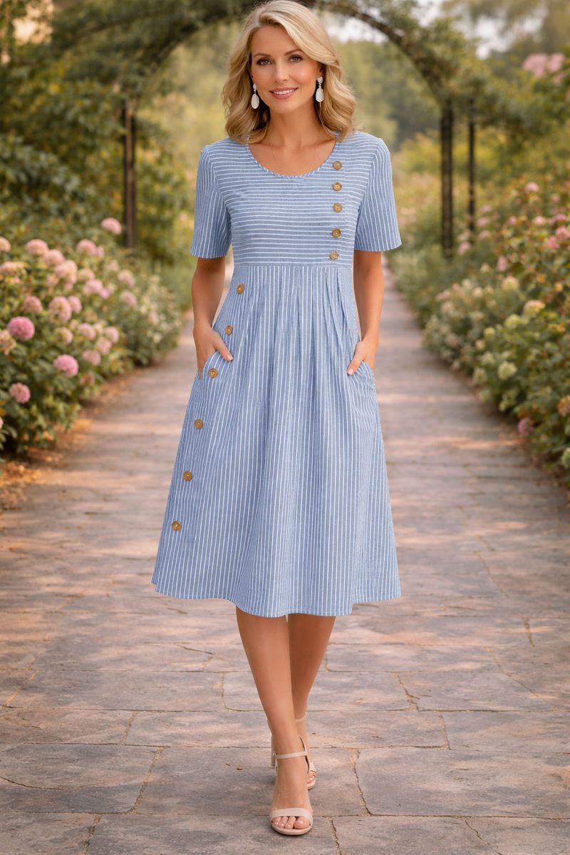 Wanda™ Striped Midi Dress 0