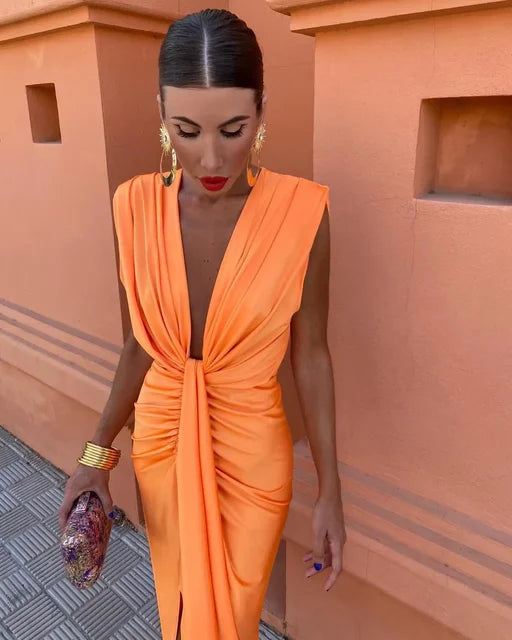 Wedding Guest Dress with Pleats