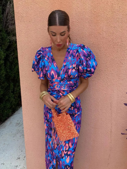 Wedding Guest Dress with Puff Sleeves