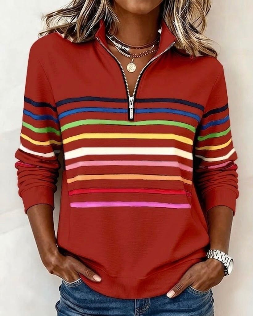 Women's Striped Half-Zip Jumper | Soft & Warm Knit 4