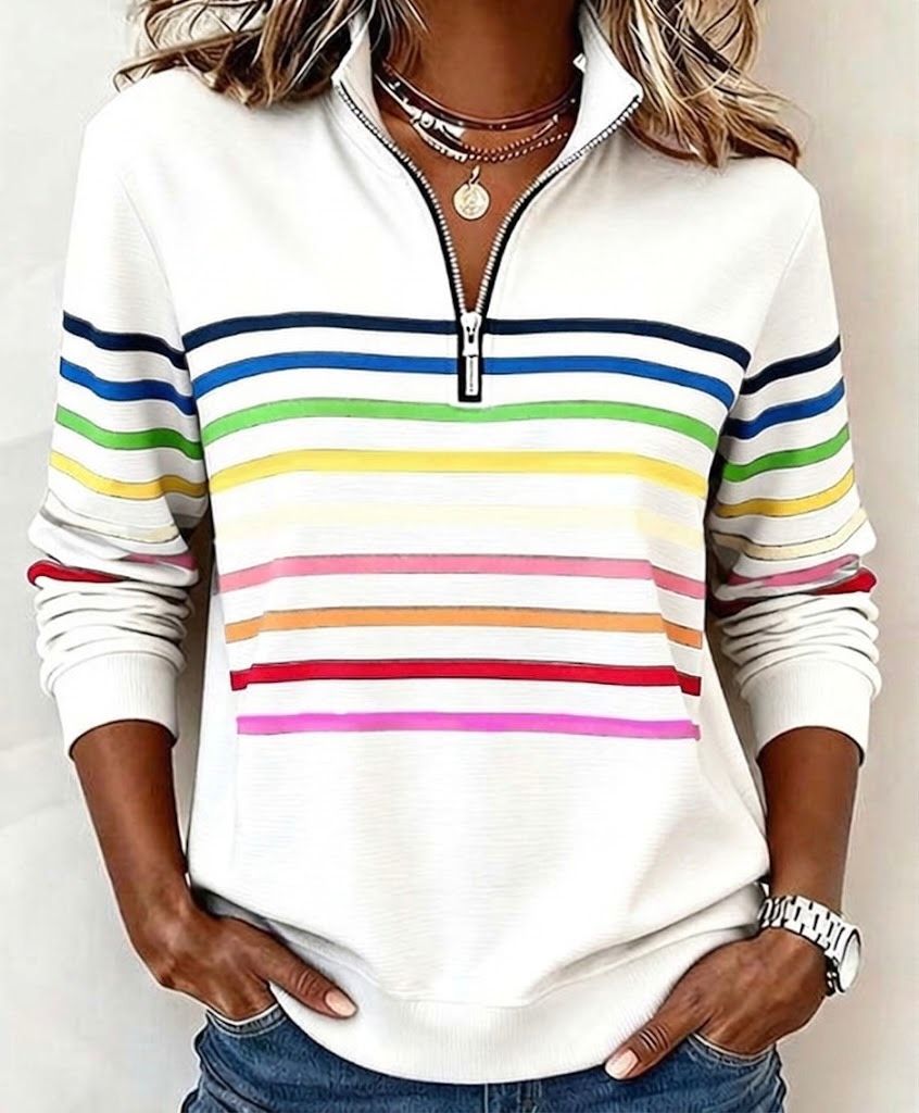 Women's Striped Half-Zip Jumper | Soft & Warm Knit 6