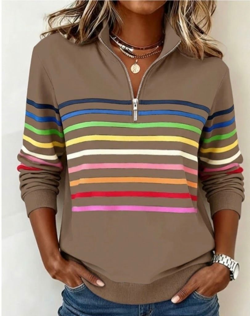 Women's Striped Half-Zip Jumper | Soft & Warm Knit 5
