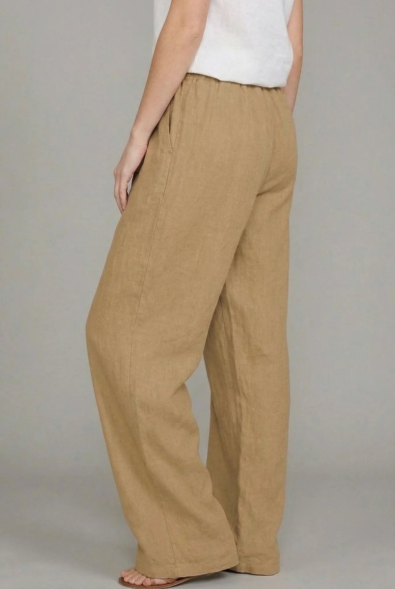 Wide Leg Pants | Linen Drawstring Trousers