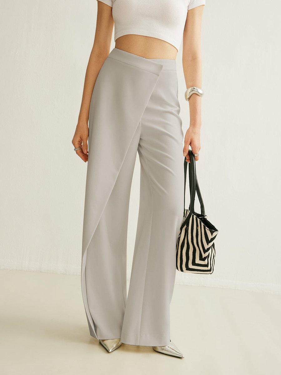 Wide Leg Trousers | High-Waist Asymmetric Wrap