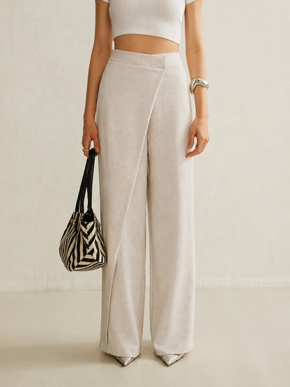 Wide Leg Trousers | High-Waist Asymmetric Wrap