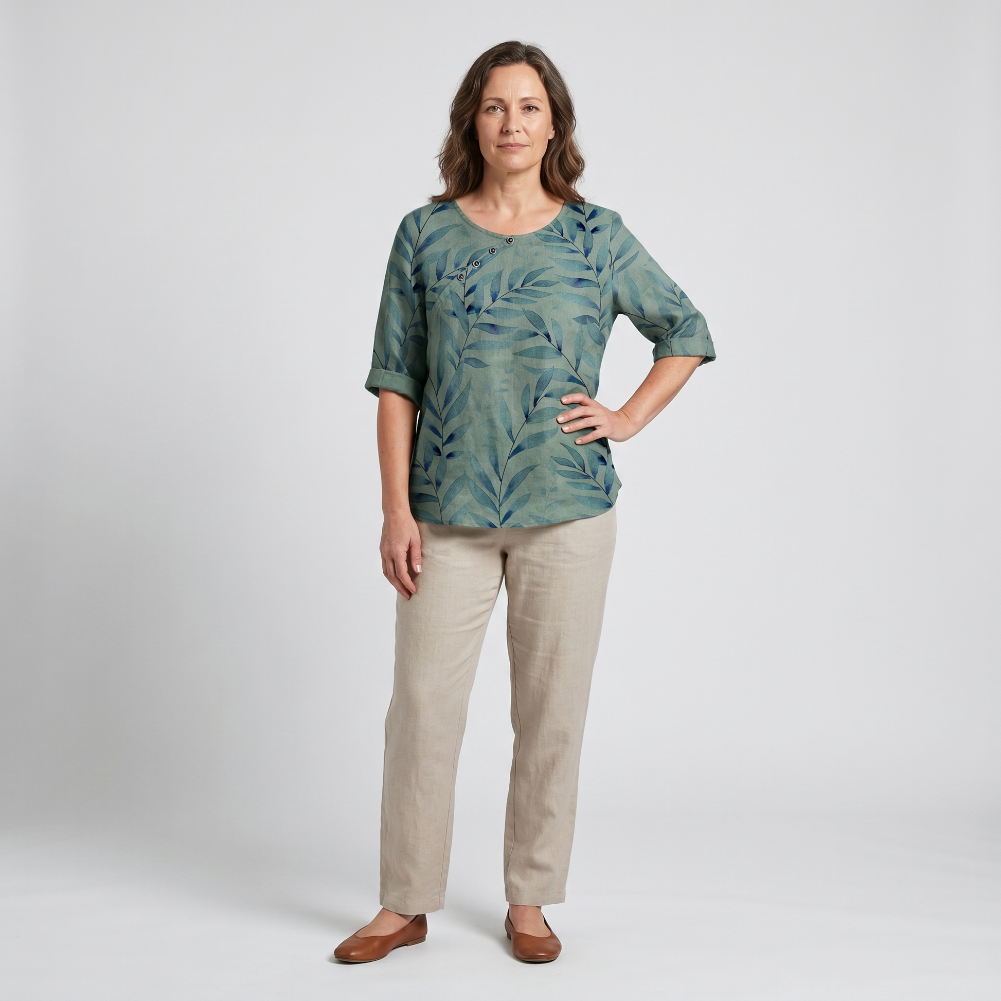 Woman’s Blouse | Printed Asymmetric Button 1
