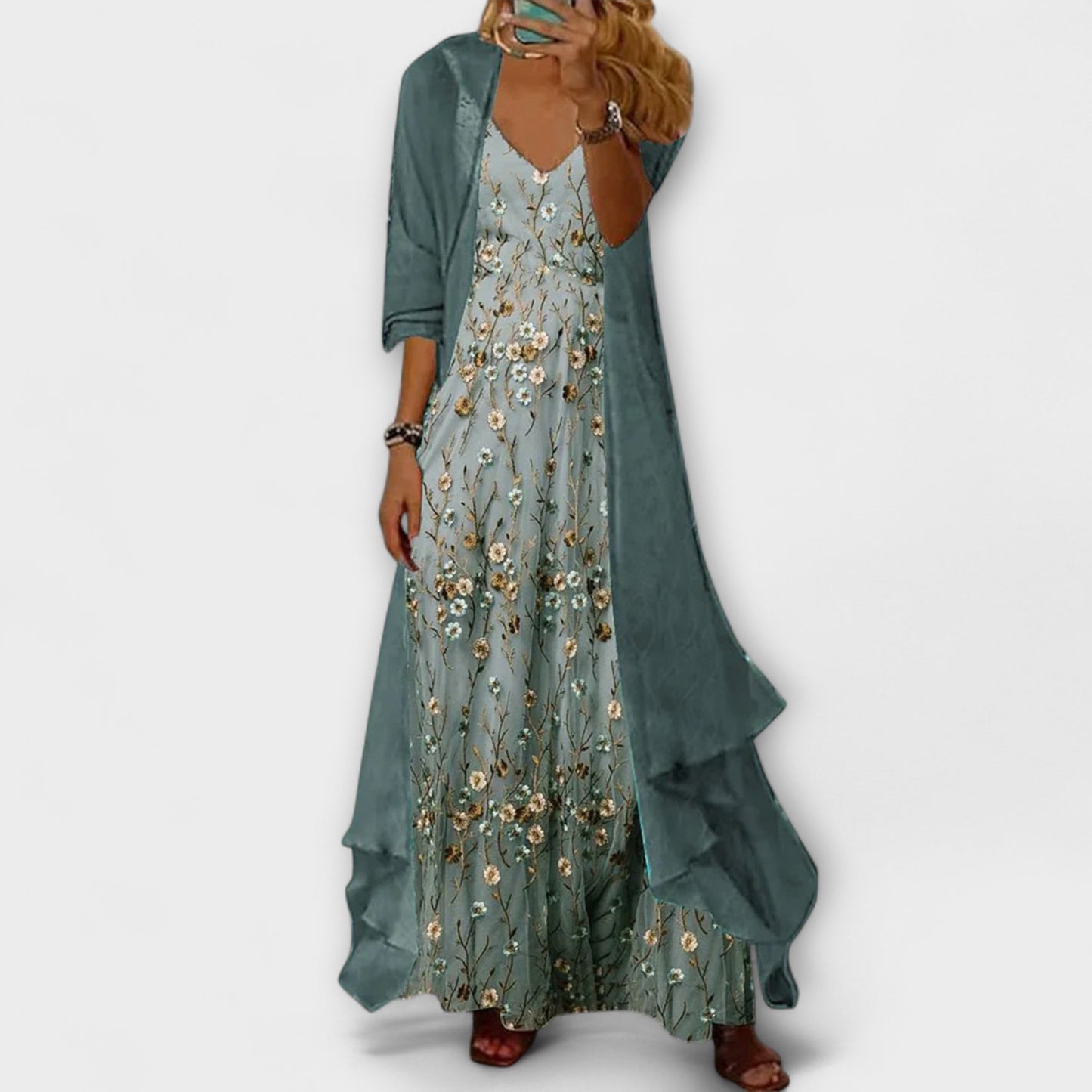 Women Long Dress | Floral Maxi Two-Piece Set