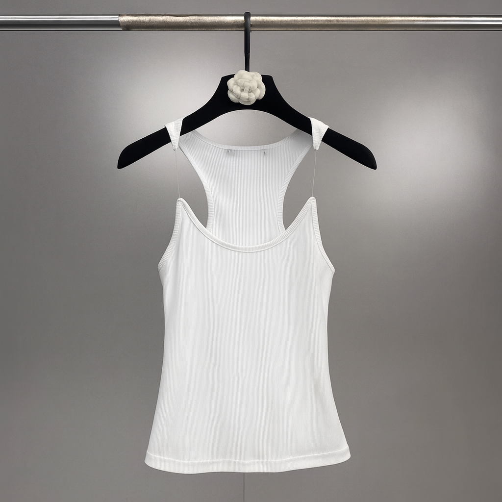 Women Invisible Strap Ribbed Tank Top 0