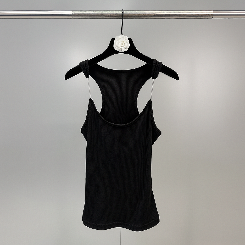 Women Invisible Strap Ribbed Tank Top 5