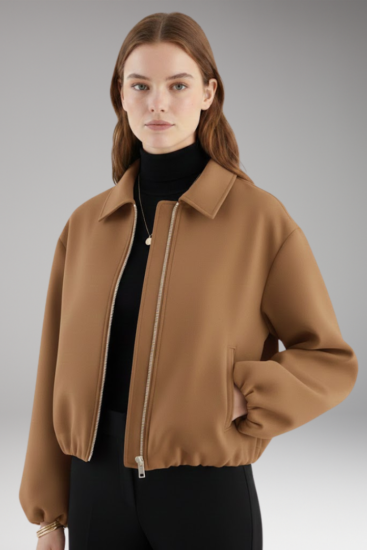 Women's Autumn Jacket with Lapel and Long Sleeves 6