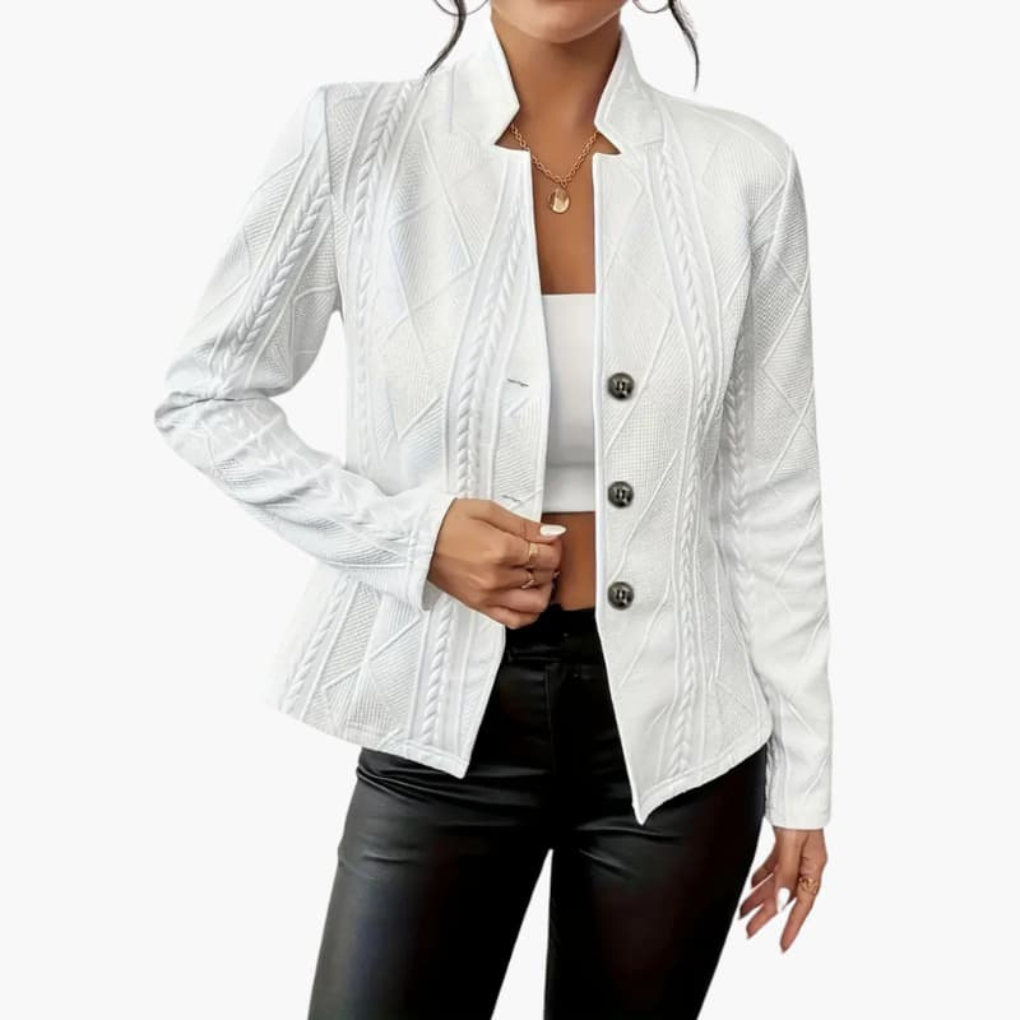 Women's Blazer | Textured Cable Panels, Three Buttons
