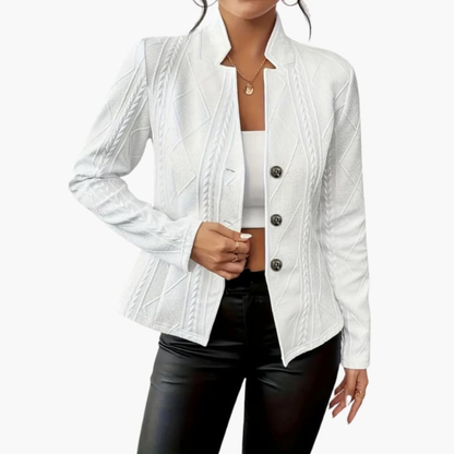 Women's Blazer | Textured Cable Panels, Three Buttons