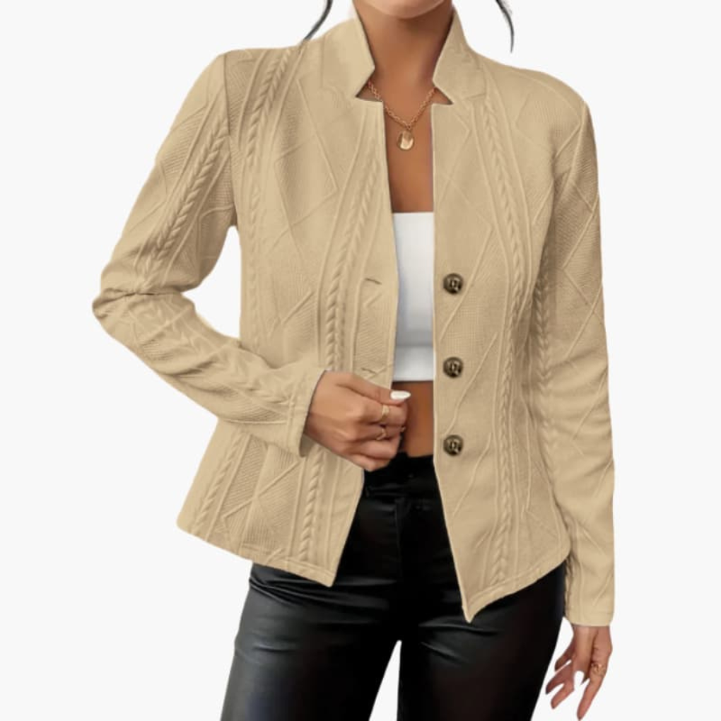Women's Blazer | Textured Cable Panels, Three Buttons