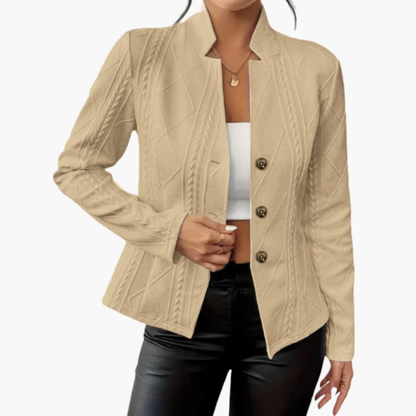 Women's Blazer | Textured Cable Panels, Three Buttons