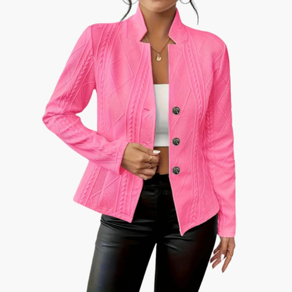 Women's Blazer | Textured Cable Panels, Three Buttons