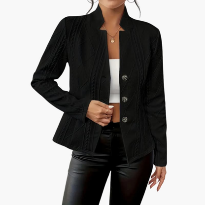 Women's Blazer | Textured Cable Panels, Three Buttons
