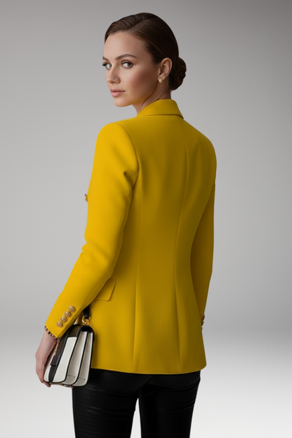 Women's Blazer with Overlapping Front Panel and Button Details 3