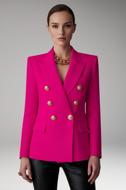 Women's Blazer with Overlapping Front Panel and Button Details 8