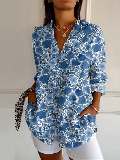 Women's Blouse | Abstract Print Split Neck 1