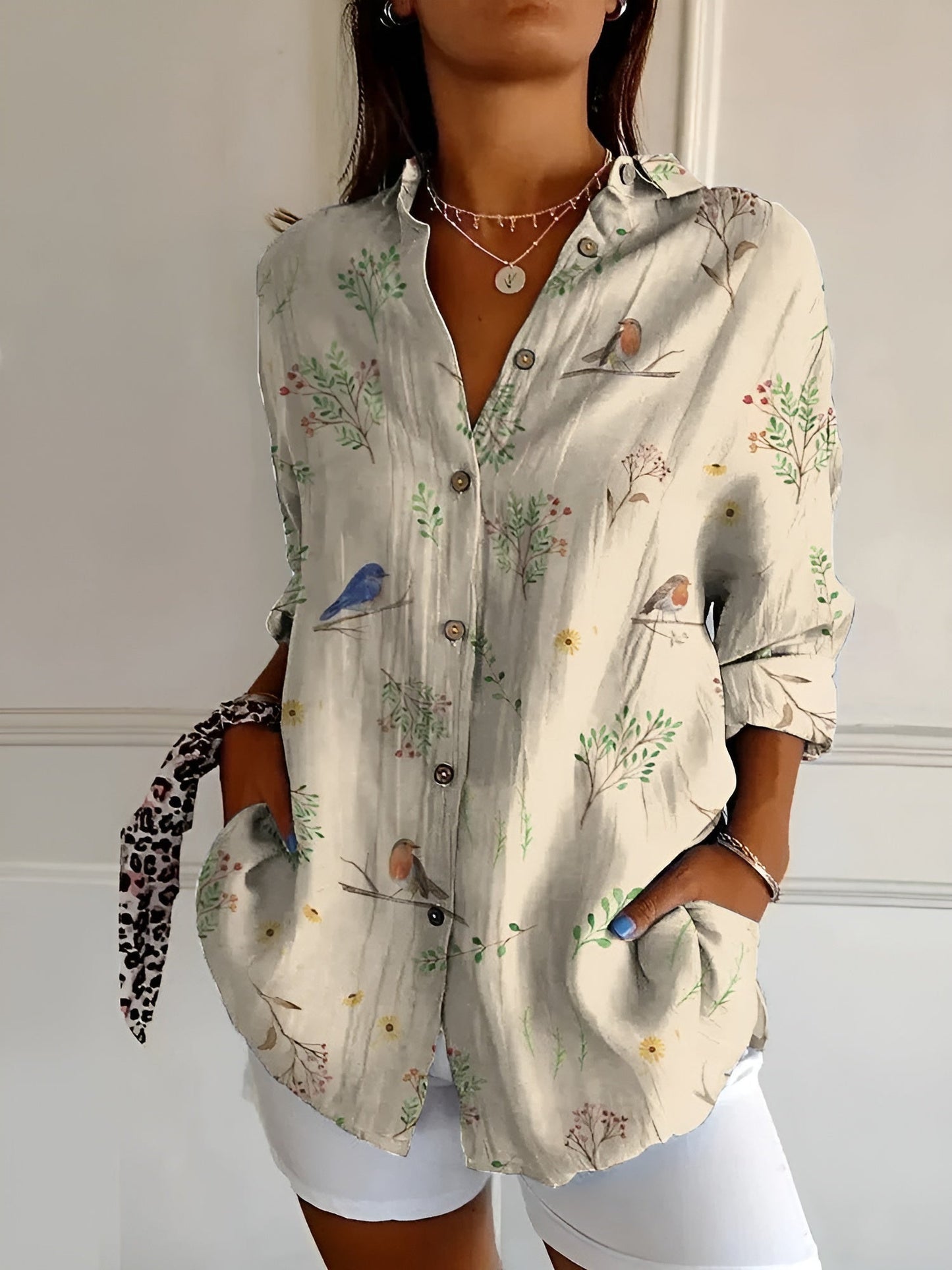 Women's Blouse | Abstract Print Split Neck 8