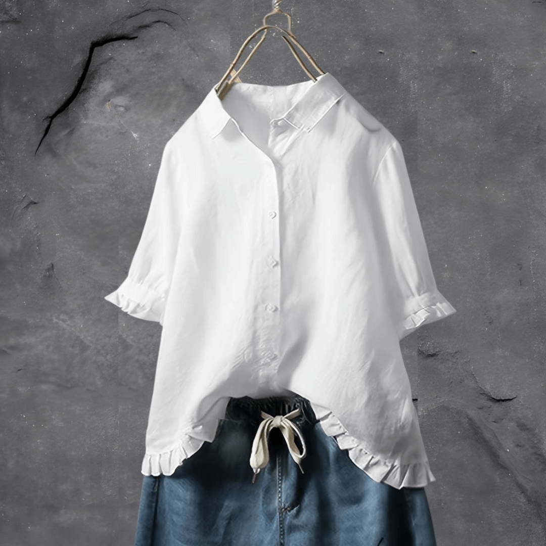 Women’s Blouse | Collared Ruffled Hem 2