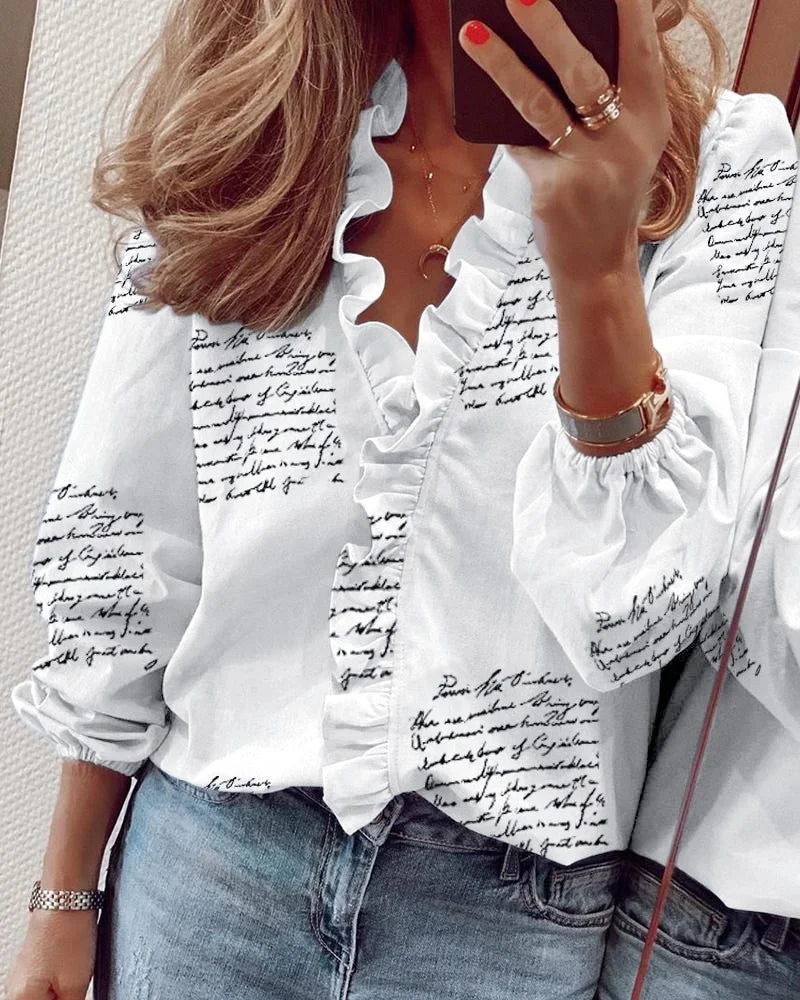 Women's Blouse | Ruffle Trim V-Neck 5