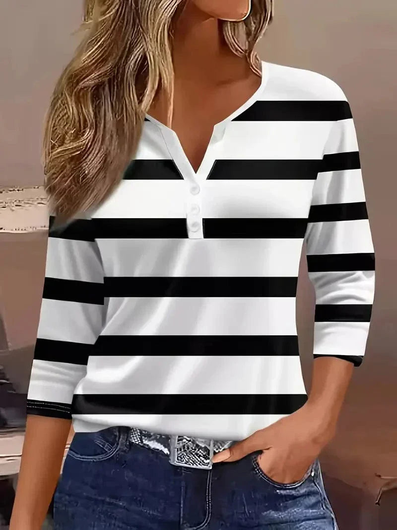 Women’s Blouse | Striped V-Neck 2